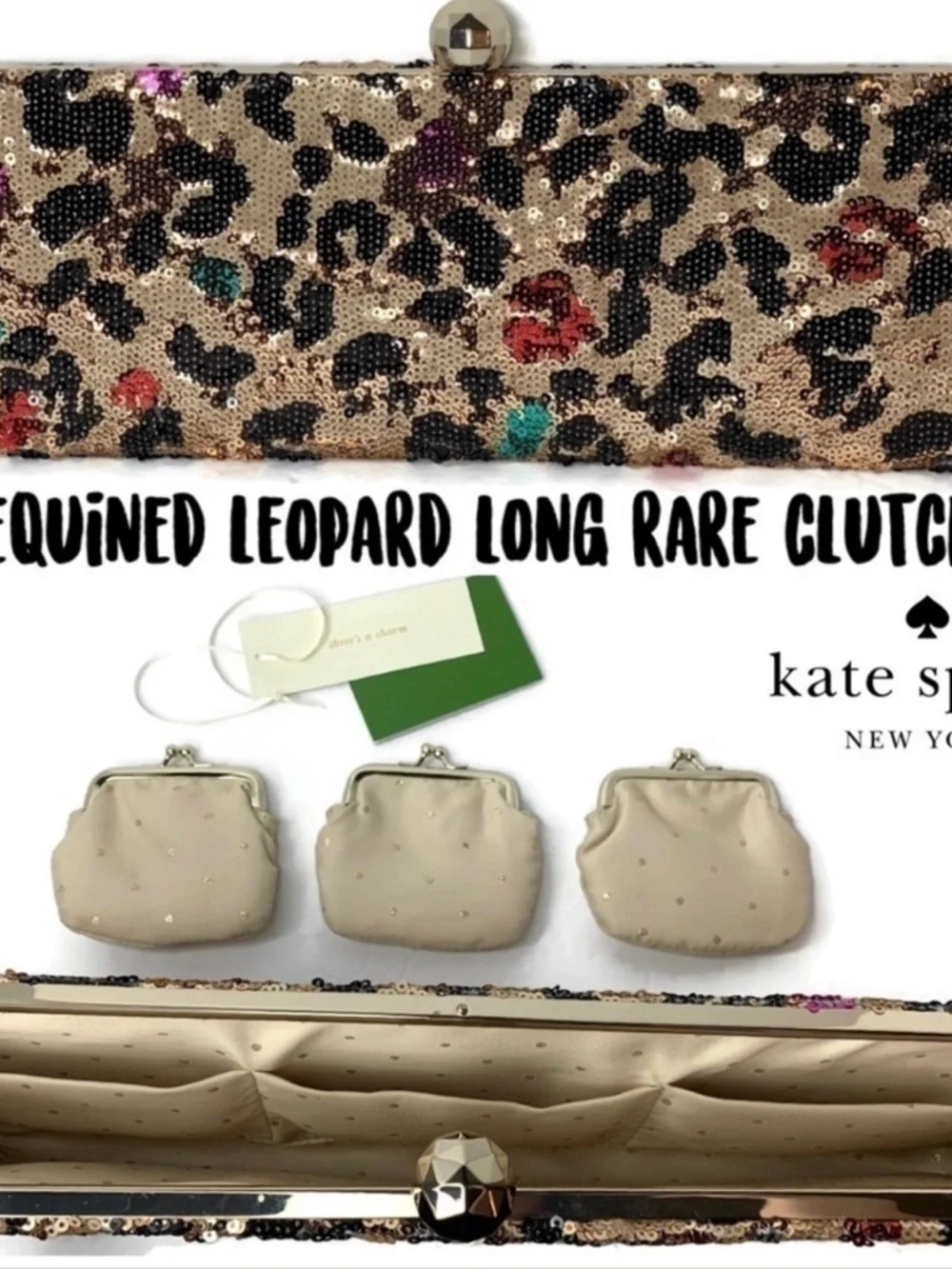 Kate Spade Y2K  Sequin Leopard Pop Art Dolly Cheetah Print Clutch Bag